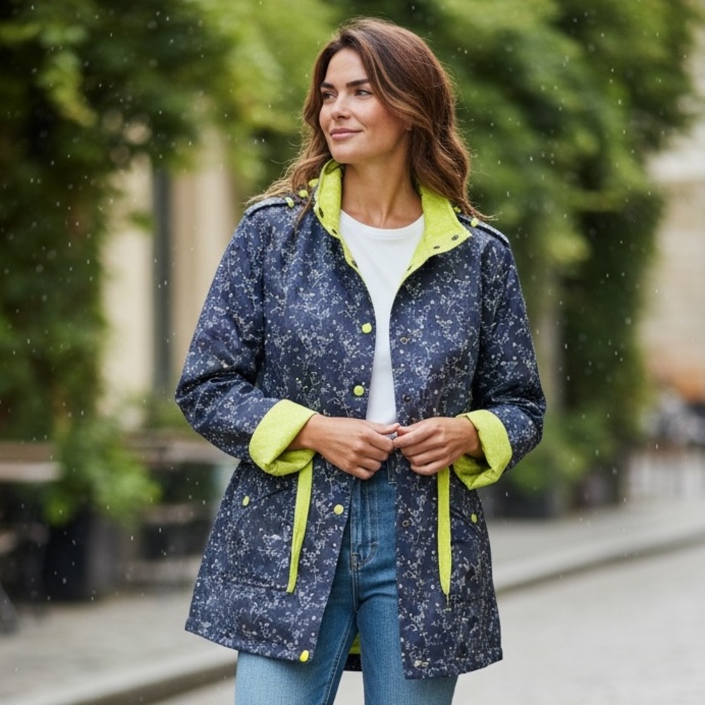 Matilda Jane Navy Floral Rain Jacket | Women’s Small